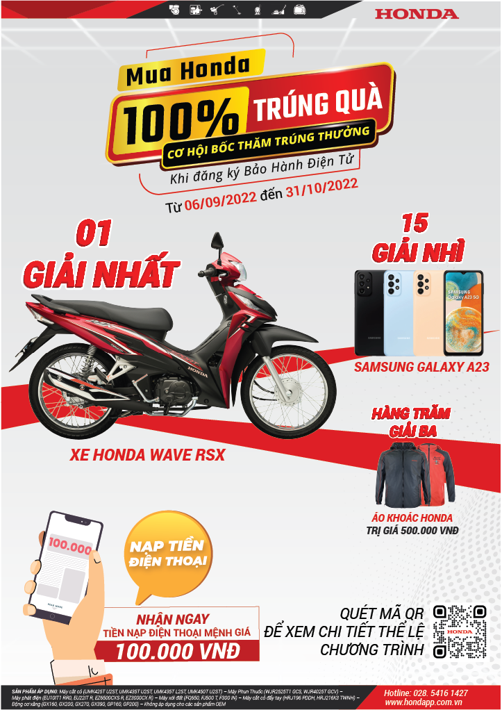 Thông báo Chương trình "MUA HONDA, 100% TRÚNG QUÀ"