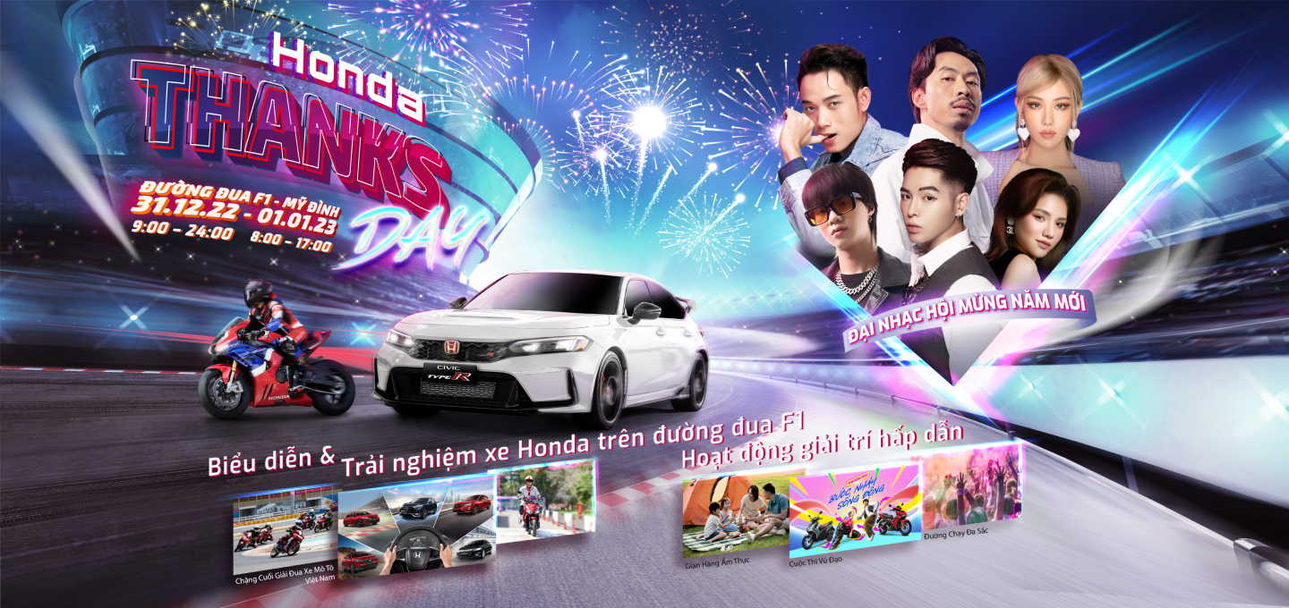 [HVN] Đại nhạc hội mừng năm mới Honda Thanks Day cùng hàng loạt hoạt động biểu diễn xe đỉnh cao lần đầu tại đường đua F1 Mỹ Đình