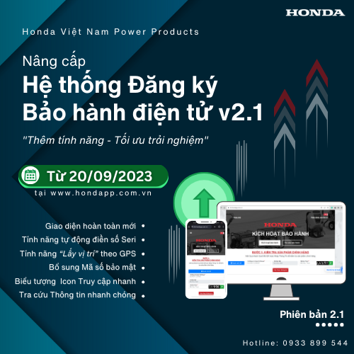 THÔNG BÁO: Nâng cấp "Hệ thống Đăng ký bảo hành điện tử" từ ngày 20/09/2023