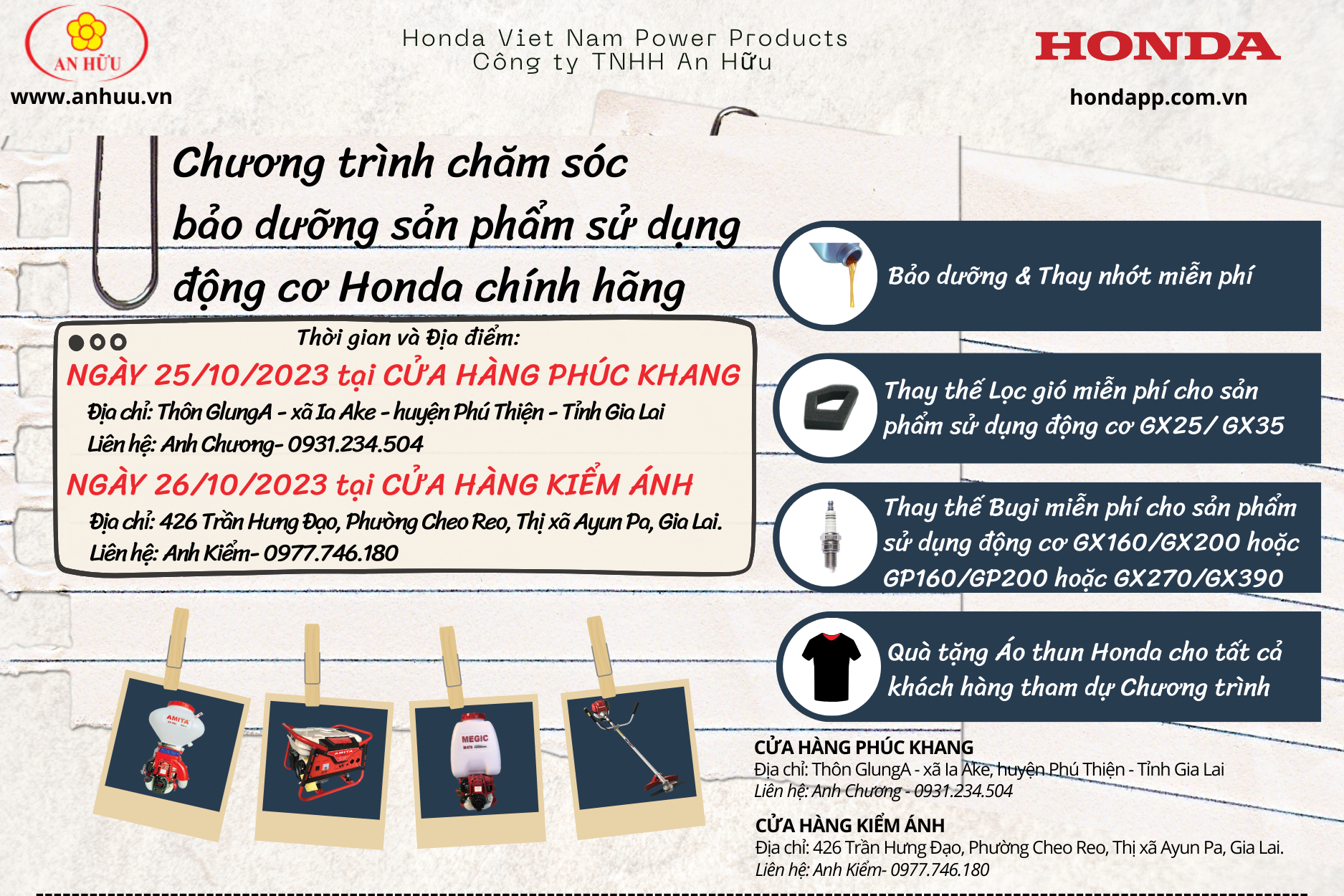 HVPP x Công ty An Hữu phối hợp tổ chức Chương trình Bảo dưỡng miễn phí tại Gia Lai tháng 10.2023