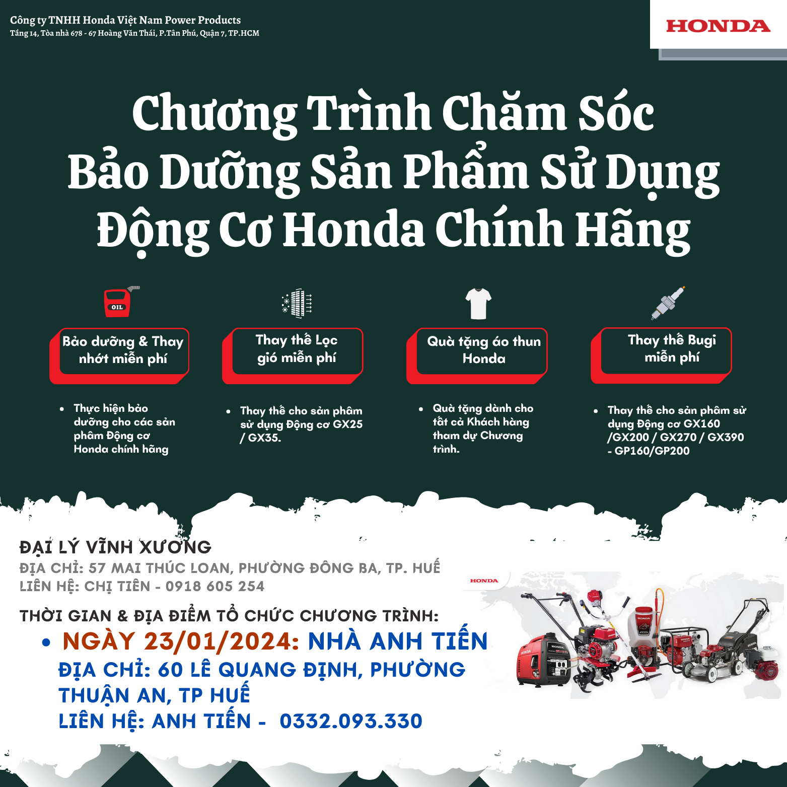 Chương trình Chăm sóc Khách hàng và Bảo dưỡng miễn phí tại HUẾ 01/2024