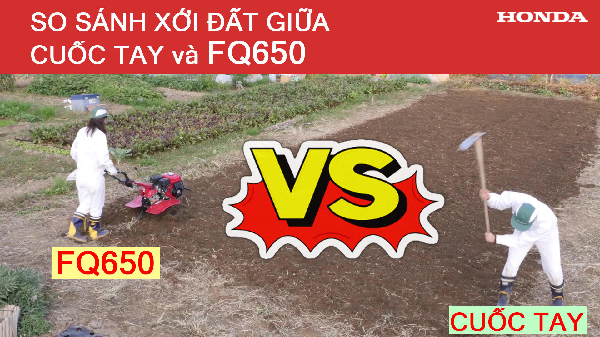 So sánh xới đất giữa cuốc tay và FQ650