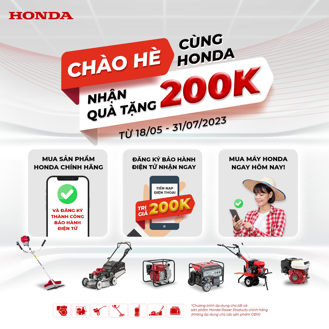 Thông báo Chương trình "CHÀO HÈ CÙNG HONDA, NHẬN QUÀ TẶNG 200K"